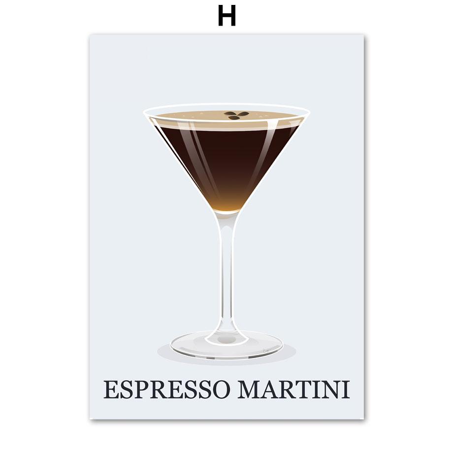 Tequila Margarita Martini Mojito Cocktail Nordic Poster Wall Art Print Canvas Painting Kitchen Decor Pictures For Living Room