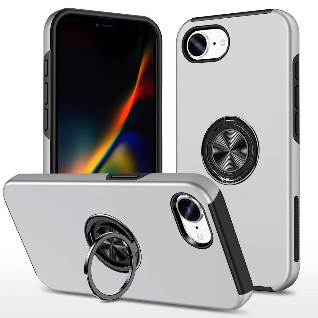 For iPhone 16e Case PC + TPU Phone Cover with Rotatable Ring Holder