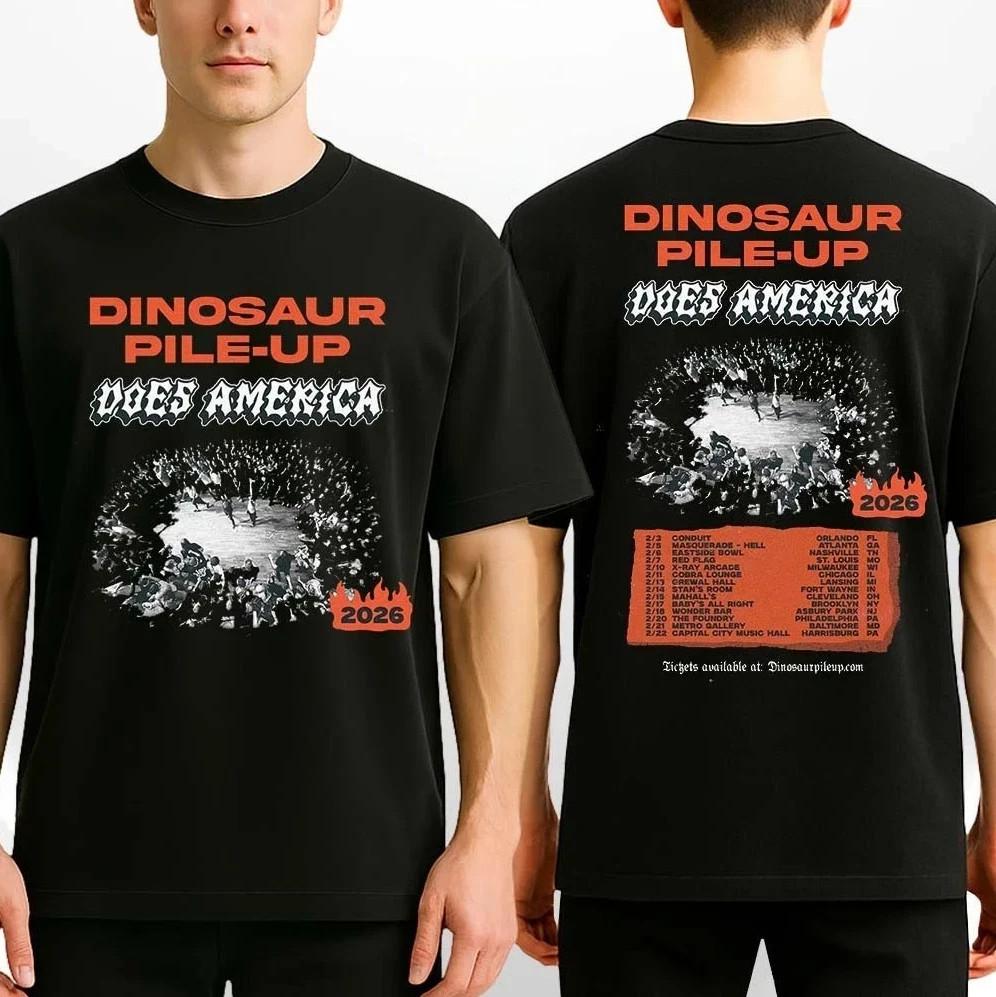 Dinosaur Pile-Up Does America 2026 Tour Vintage Punk Concert T-Shirt Unisex T-Shirt S