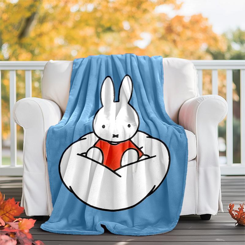 1pc Miffy4 Theme Blanket - Digital Print, Polyester, Cozy for All Seasons, Perfect for Outdoor, Camping, and Travel