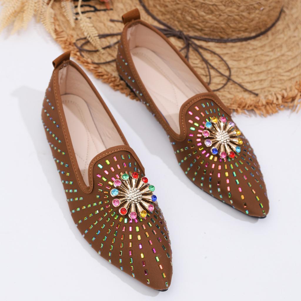 Fashion 2025 New Autumn Shoes for Women Women Flat Comfortable Slip On Loafers Rhinestone Shallow Plus Size 36-43 Zapatos De Mujer