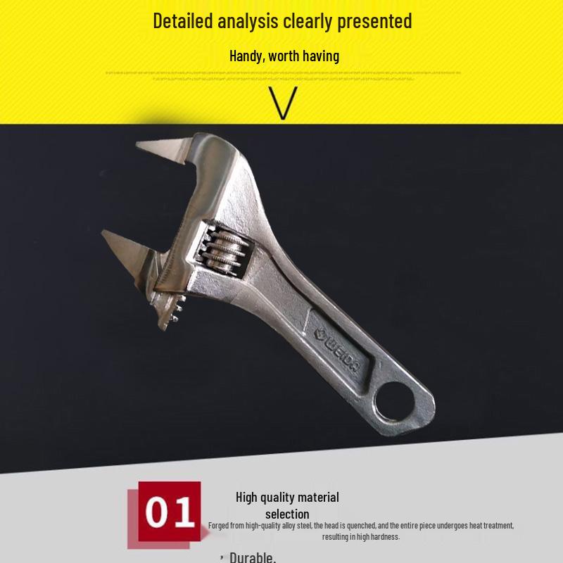 Thin Large Opening Adjustable Wrench for Bathroom & Heating, Multi-functional Small Tool