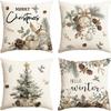 Christmas and Winter Themed Pillowcases: Merry Christmas, Hello Winter with Festive Decor Sofa Bed Cushion Cover,home Decoration