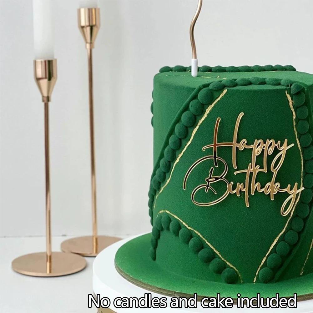 Nová dětská narozeninová party boční vlaječka na dort pro miminko Dárek Zlatý akrylátový Happy Birthday Dortové ozdoby Dortové ozdoby Potřeby na pečení