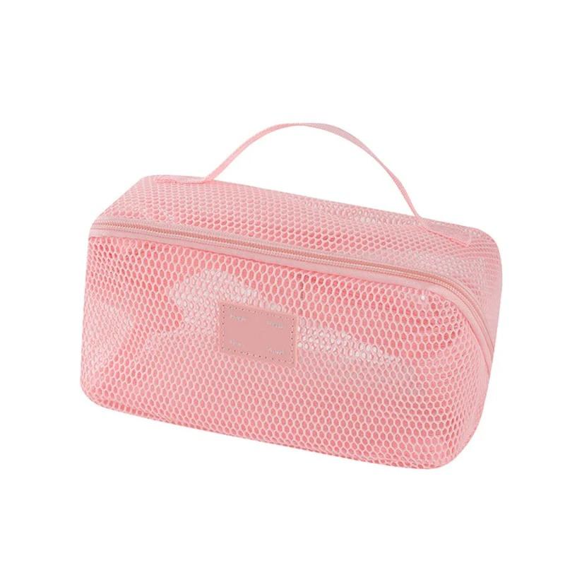Large Capacity Mesh Handheld Makeup Bag Zipper Multi-layer Transparent Mesh Cosmetic Bag Organizer Case Square