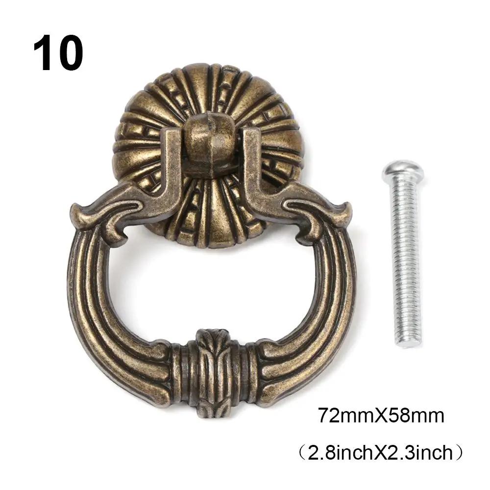 Retro Bronze Handles Ring Pattern Wardrobe Cabinet Drawer Closet Single Hole Pulls Multi-purpose Furniture Auxiliary Knobs