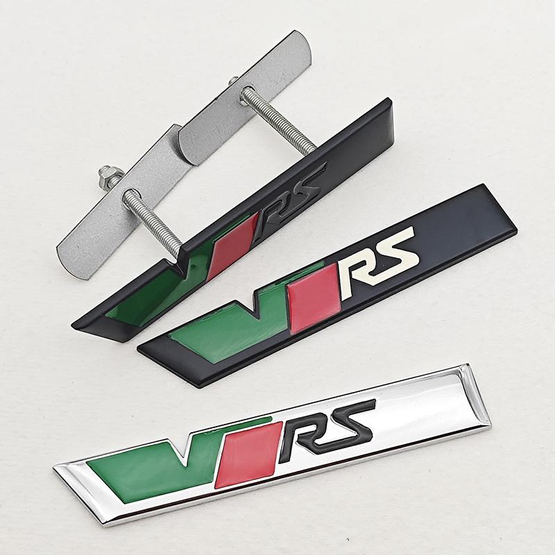 AAAJA1 NEW 3D Metal Car Letters Logo VRS Front Grille Side Fender Trunk Badge Label For Skoda VRS Sticker Emblem Auto Accessories