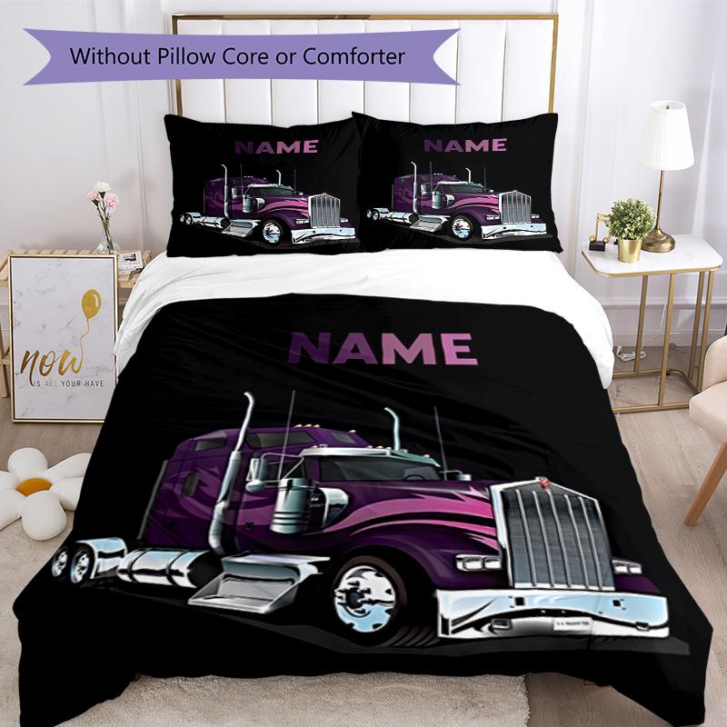 Heavy Trucks Customize your name Bedding Set Breathable Duvet Cover with Pillowcases Home Decoration Birthday Gift