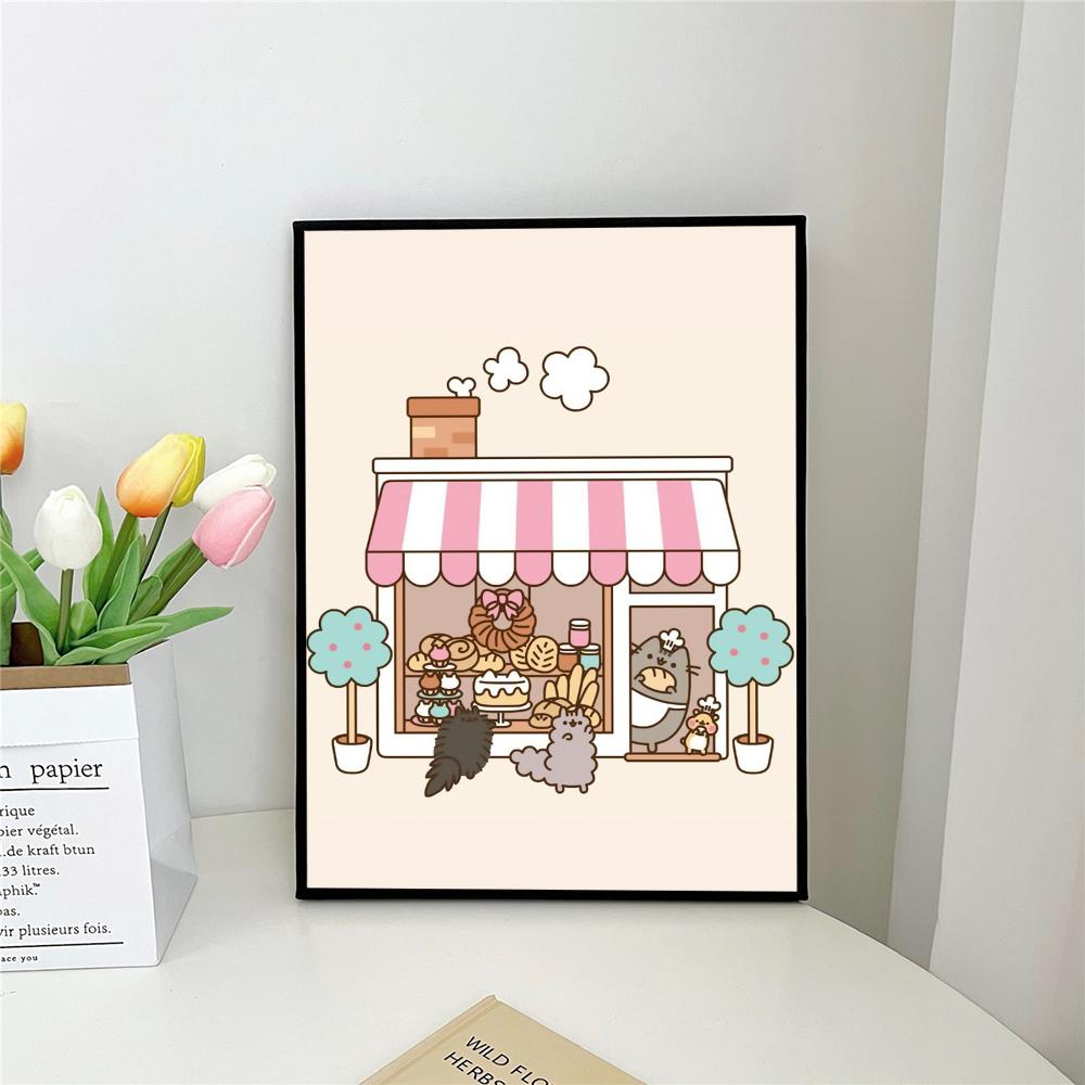 

1 шт. мультяшный постер с изображением кота P-Pusheen K-Kawai, самоклеящийся художественный постер, водонепроницаемая бумажная наклейка для декора стен кофейни, бара 21cm×30cm NoFrame