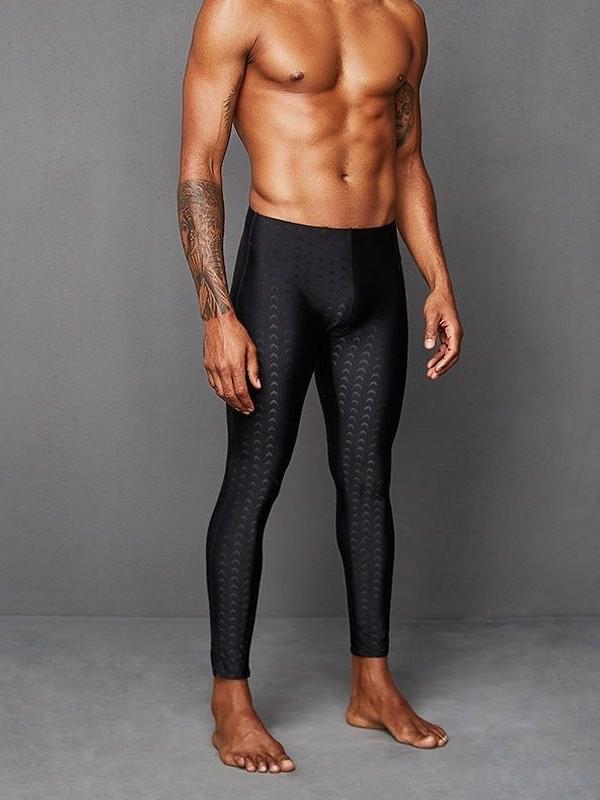 Exklusive Herren-Badehose mit langen Beinen, schnelltrocknend, Haifischhaut-Optik, Renn-Badehose