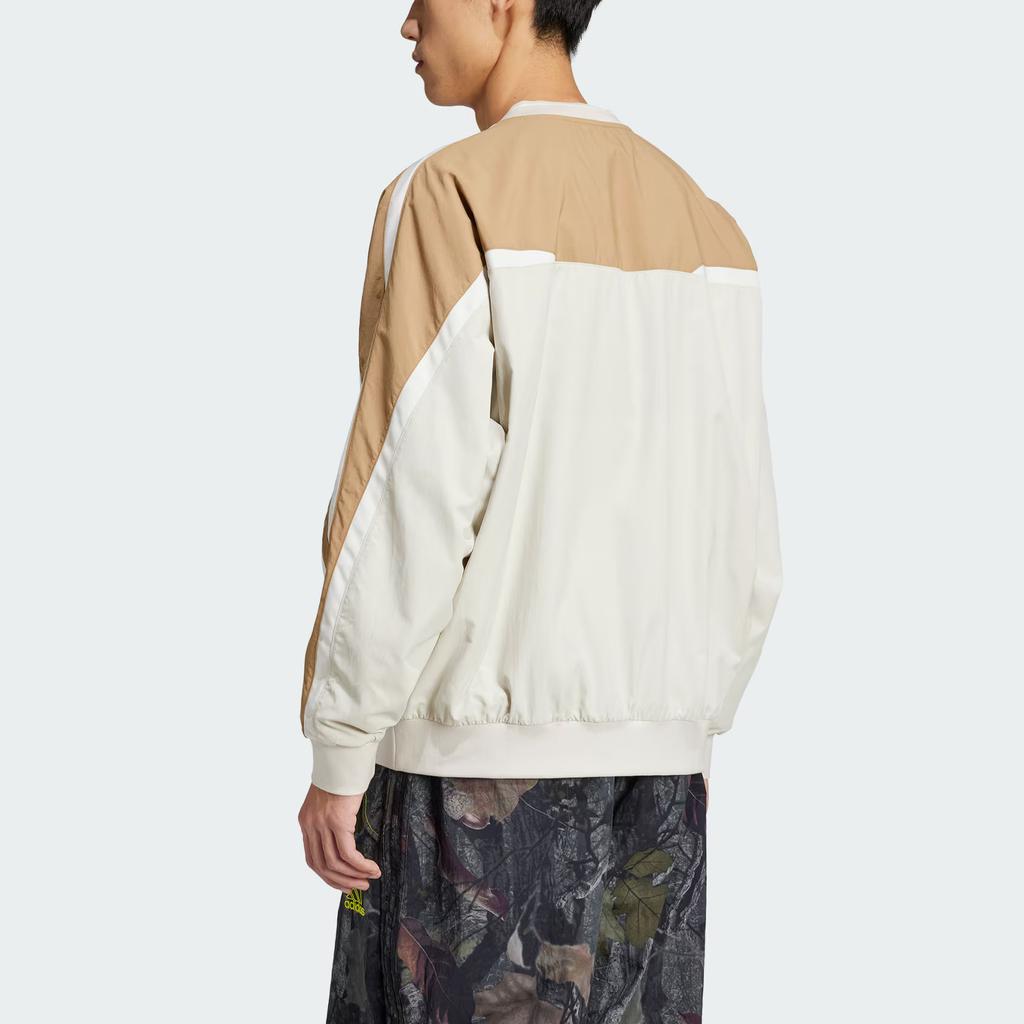 Adidas Cutline Pullover Long Sleeve Top Street Roaming Series Sports V Neck Loose Fit Striped Jacket Men Tops Phosphor-Brown Cardboard-Yellow JD5396