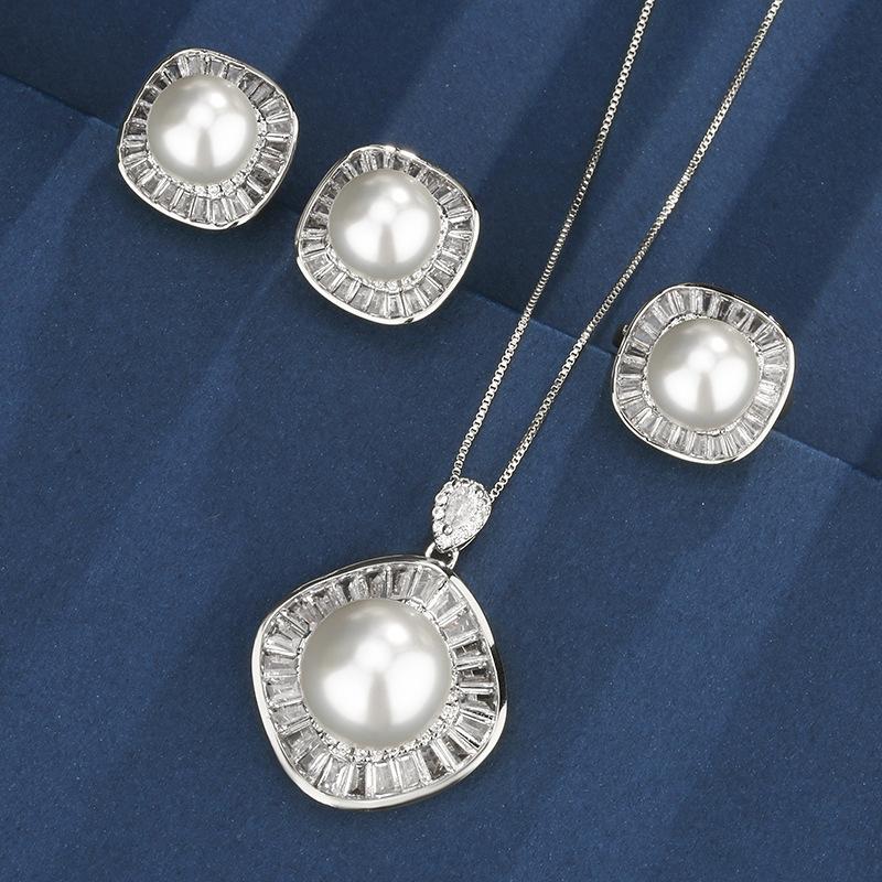 

Jewelry Copper Bottom Gold-Plated Inlaid White Pearl Square Women 16-12Mm