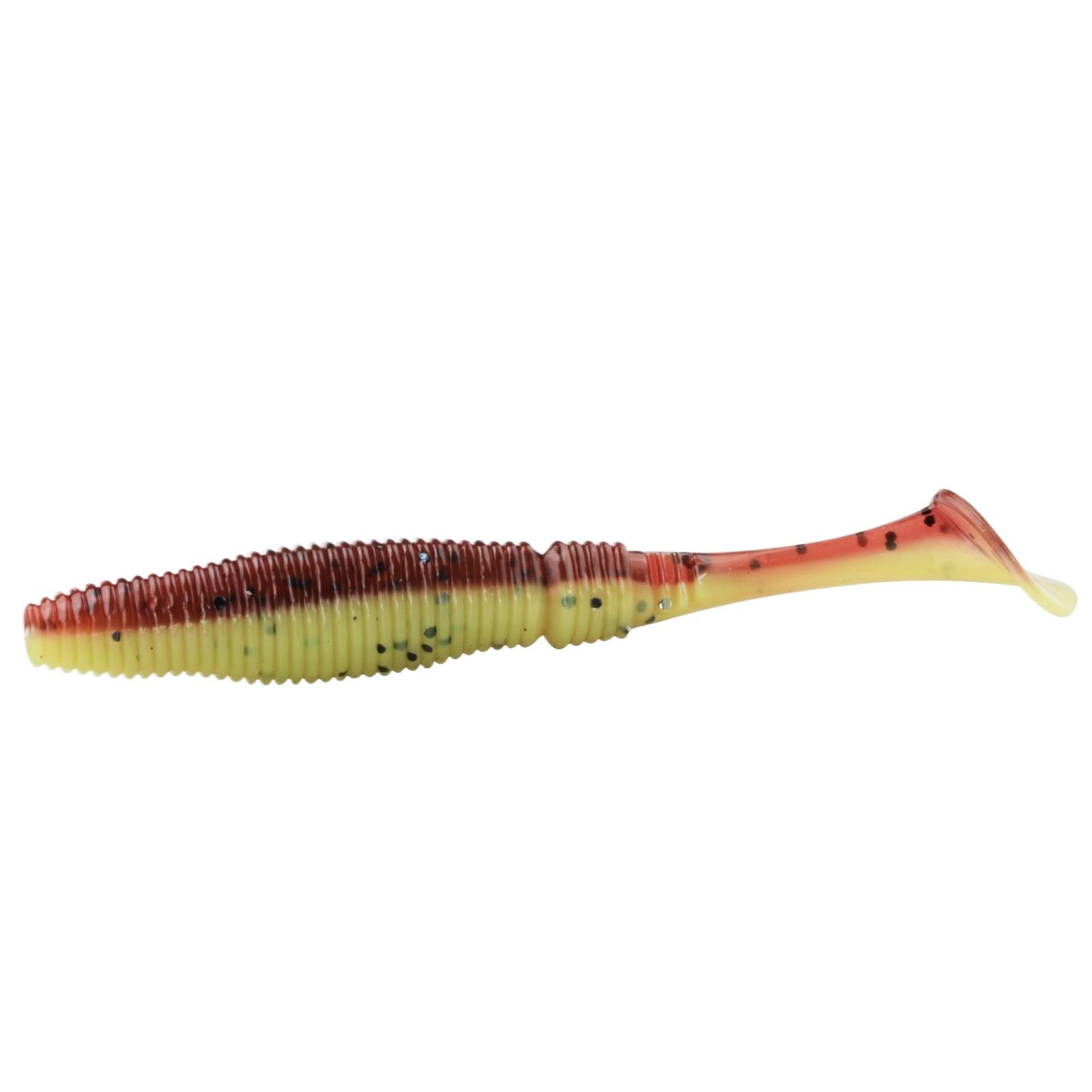 

Soft Fishing Lure Ribbed Tail Worm for Bass Walleye Pike with Spiral Lead Hook Texas Rigged Swimbait for Freshwater Fishing one size коричневый
