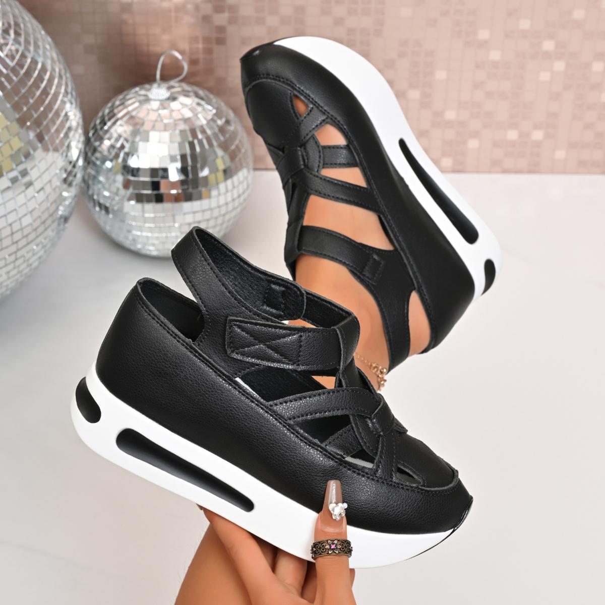 

Fashion Women s Platform Sandals in The Summer of 2025 New Plus Size Hollow Breathable Hook and Loop Design Casual Baotou Sandals. 44 чёрный