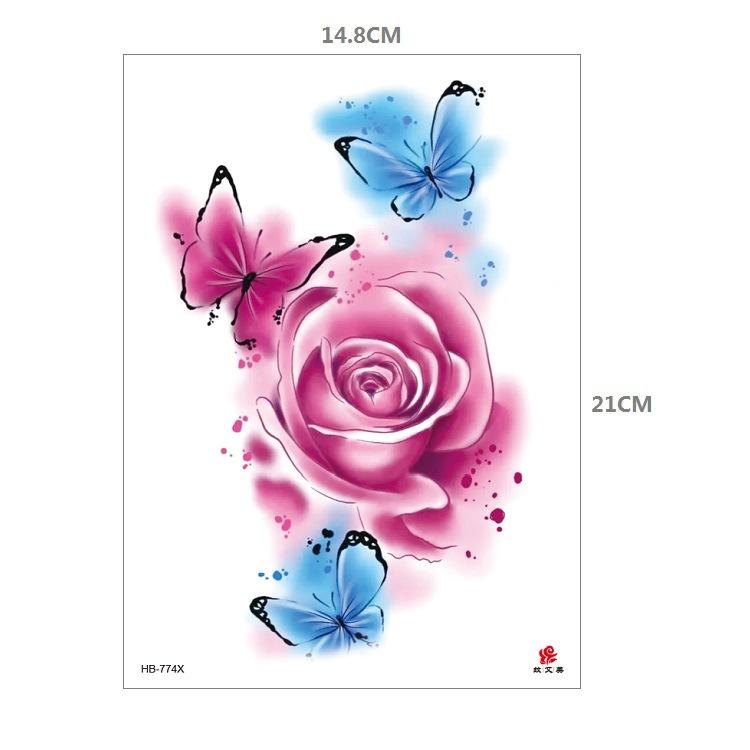 Clown Mouth Flower Body English Color Lion Tiger Half Arm Animal Pattern Water Transfer Simulation Tattoo Sticker