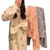 "Women's Cute & Warm Coral Fleece Pajamas - Thick, Long-Sleeved, Perfect for Outdoors, Autumn/Winter 2024"