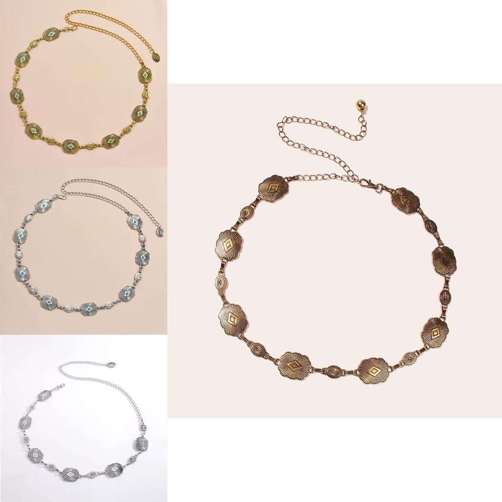 Elegant Alloy Waist Chain With Oval Elements For Streetwear And Casual Outfits