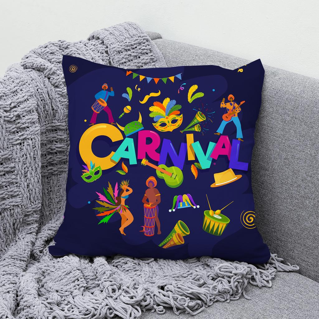 Patterns Of The Brazilian Carnival Throw Pillow Cover With Short Plush Print For Living Room Sofa Decoration Cushion Cover