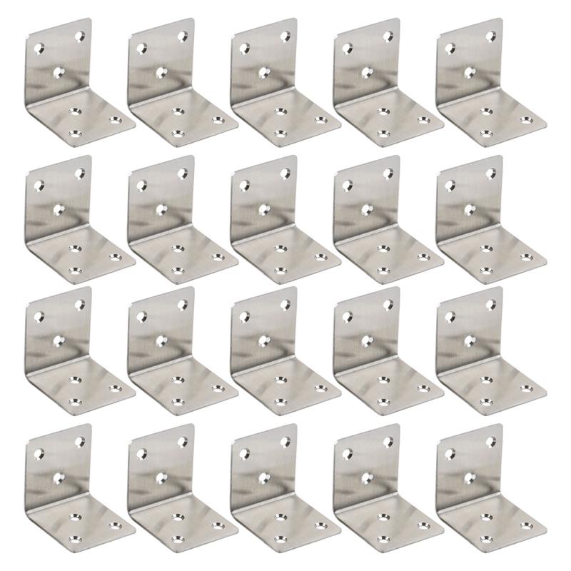 20pcs Metal L Shaped Mount 90 Degree Right Angled Corner Brace for Wood Furniture, Cabinet, Shelves, Chair, Drawer