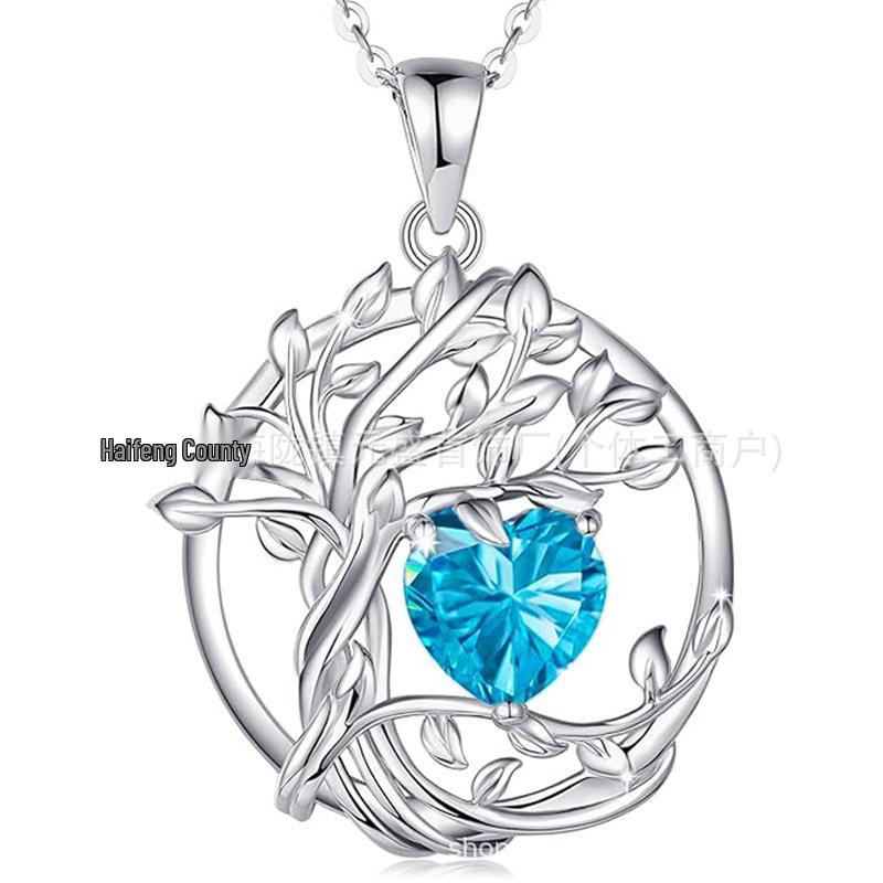Tree of Life Double-layer Necklace: Women's 925 Sterling Silver with Twelve Birthstones