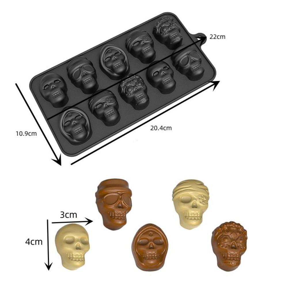 Silicone Skull Ice Cube Mold 10 Grids Chocolate Mold Baking Pan Skull Baking Cake Mold  Candy