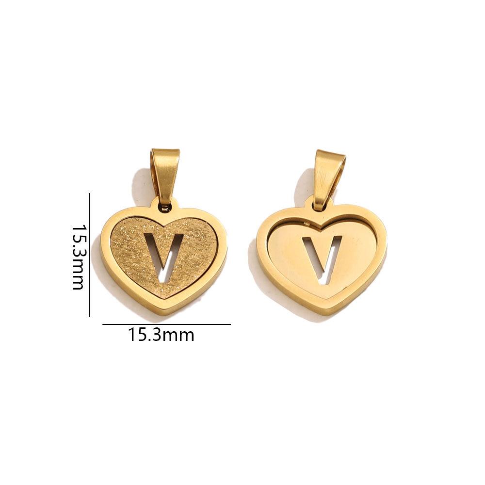 5Pcs/Bag Stainless Steel Gold-plated Heart Letter Pendant DIY Accessory Fashionable Versatile Letter Necklace Pendant