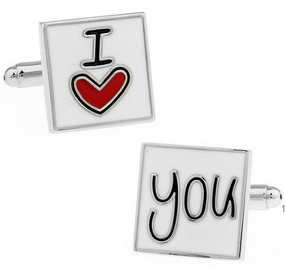 

Запонки из чистой меди Я люблю тебя - Свадебный подарок для жениха, украшение для рубашки белый