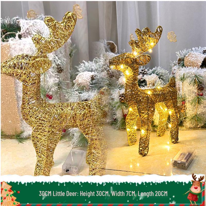 Large Luminous Wrought Iron Reindeer & Christmas Tree Ornaments for Hotel, Mall, or Garden Displays