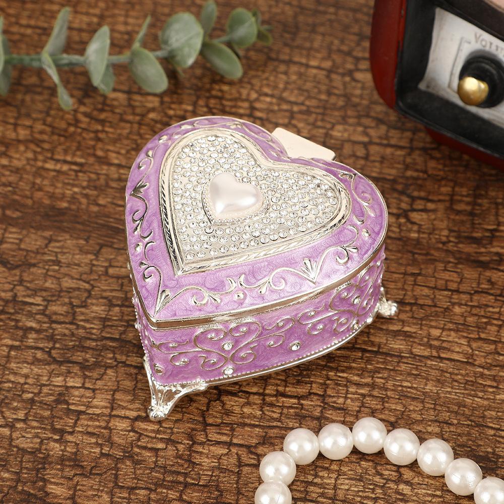 

люблю металеву скриньку для прикрас, вишукане кольорове емальоване кольє, скринька для зберігання прикрас, нішева світла розкішна скринька для прикрас принцеси. світло-фіолетового кольору