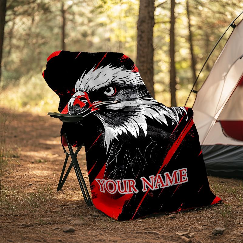 1PC Custom Name Eagle Power Artwork Outdooor Flannel Blankets Patterns Throw Blanket All-Season Soft Gift for Couch, Bed, Camping Gifts