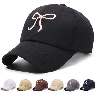 Spring Autumn Bow Embroidered Baseball Cap Women Outdoor Sunshade Cap