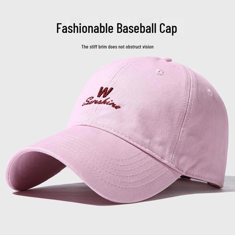 Unisex Pure Cotton Duckbill Baseball Cap - Large Size, Letter Embroidery, Face Slimming, Sun Protection, Ideal for Spring/Summer.