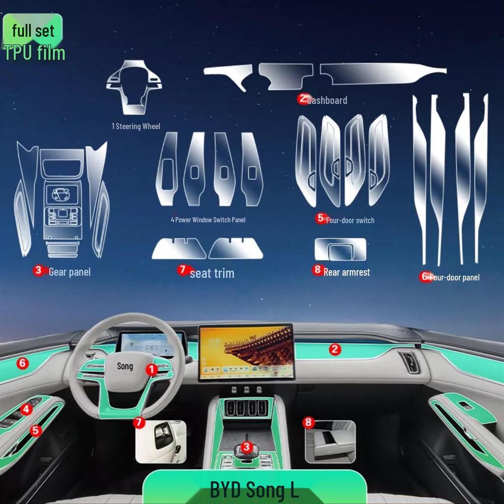 BYD Song L-DMI-EV Interior: TPU Film for Navigation & Gear Shift