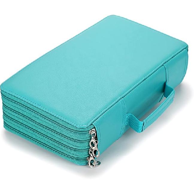 BTSKY Органайзер для цветных карандашей на 300 слотов - Роскошный держатель для карандашей из ПУ кожи с ручкой-ремнем, Большая коробка для карандашей для цветных карандашей, акварельных