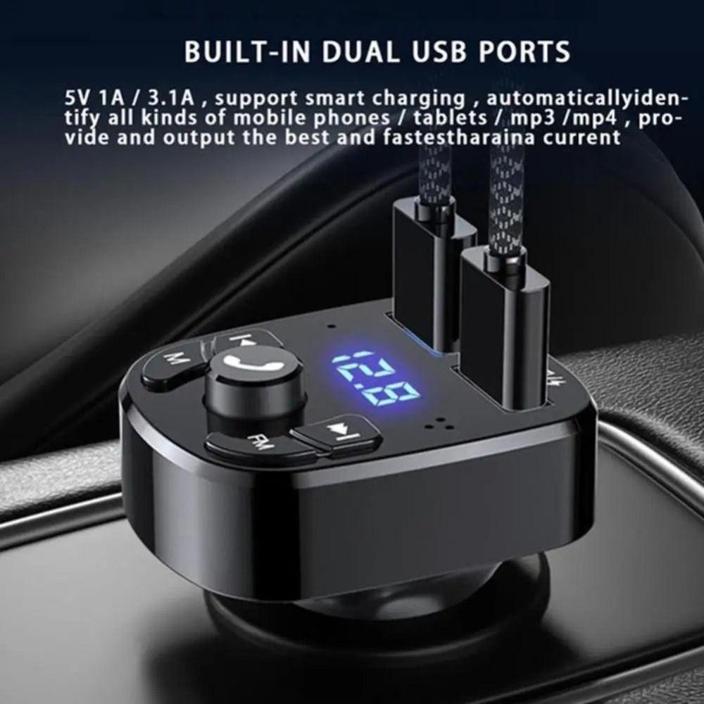 Dual Usb Car Mp3 Player Bluetooth Compatible 5.0 High-definition Fm Bluetooth Receiver Fast Charger Universal Car Charger