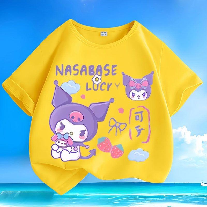 

Hot Sale New My Melody Kuromi Summer Kids T-shirt Boys Girls Loose Comfortable Machine Washable Wrinkle-resistant Versatile Top 100
