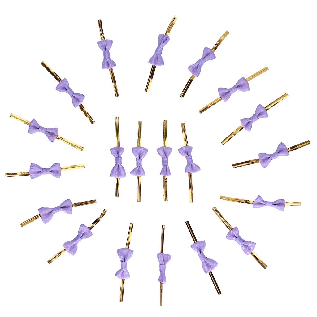 20pcs Bow Knot Twist Ties Biscuits Cookies DIY Baking Bag Ties for Gift Wrapping Weddings Parties