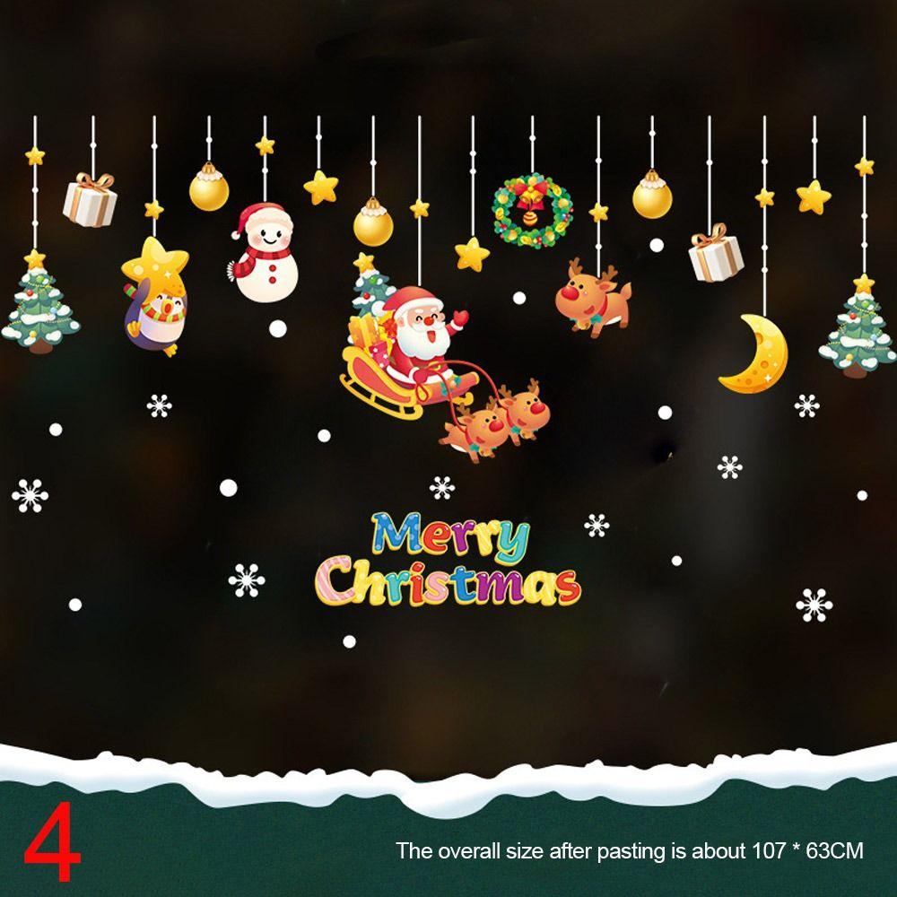 New Year Xmas Wall Sticker Snowflake Santa Claus Elk Glass Decal Gift Window Sticker  Home Decor