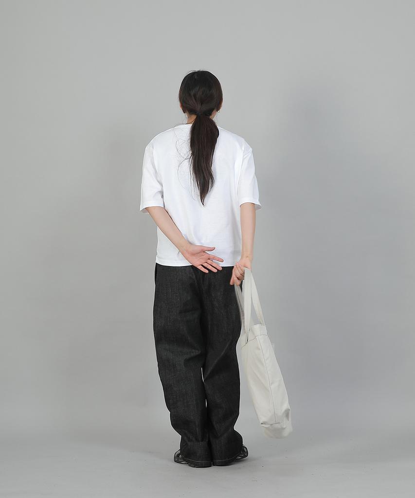 SAINTCREW Pocketless Work Elastic Waist Wide Pants Eww-385 Denim Black