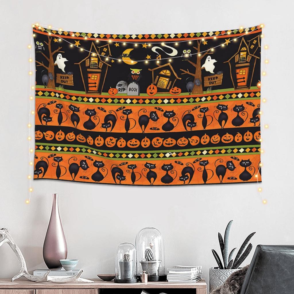 Halloween Girl Pumpkin Mountain Print Tapestry Wall Hanging Blanket Tapestry Home Decor Items Wall Decorations