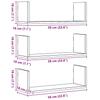 Wall Shelves 3 pcs. Black Oak Look 58 x 18 x 18 cm Engineered Wood