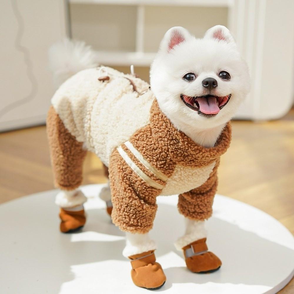 Warm Winter Dog Clothes Thickened Plush Dog Jumpsuits Stylish Pet Cotton Coat  Daily Walk