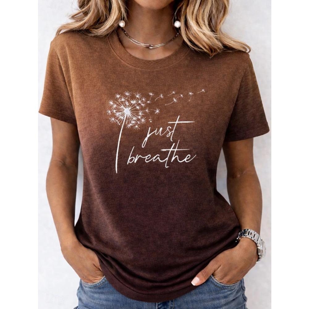 Fashion Women Retro Creative Dandelion English Print T Shirt Funny Casual O-neck Short Sleeves T-shirt Summer Female Tee Shirt