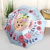 1pc Floral Bear Head with Flowers Wreath Auto Open Close Umbrella, Portable Folding Design, 8-Bone Iron Frame Outdoor Umbrella, Festival Gif