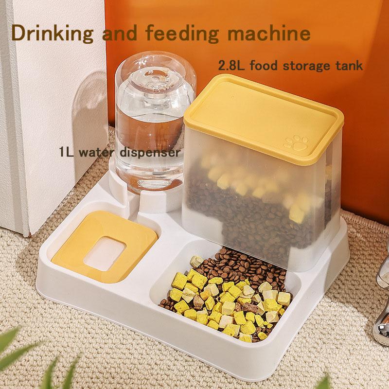 Pet Cat Food Bowl 2-in-1 Automatic Dog Cat Food Feeder and water Dispenser multi-purpose Food Container Pet Supplies