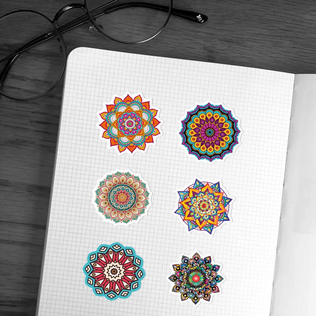 60pcs Cartoon Mandala Graffiti Art Stickers for Notebook, Luggage, DIY Decoration - PVC Set