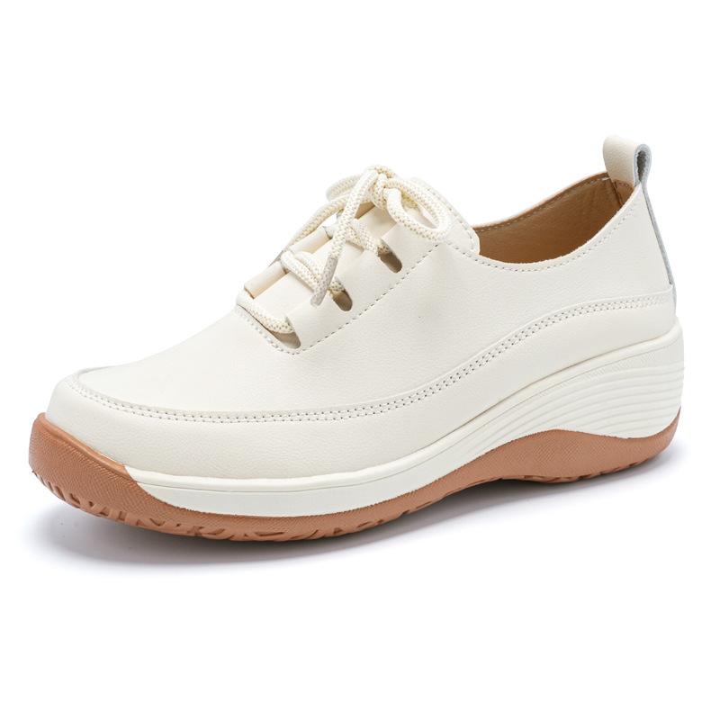 Summer Hollow Rocking Shoes In Mother Soft Surface Small Leather Shoes Non-slip Soft Sole Wedge Heel Mesh Shoes