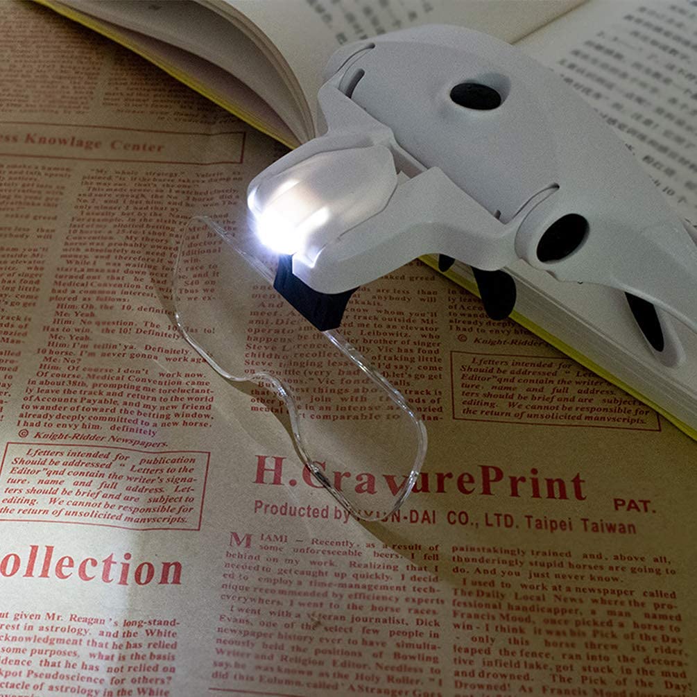 LEDGLE Head USB with LED 5 Lenses Magnifying Glass with Elastic Perfect for Jewelry and Precision Work Magnifier, Eyeglasses-Style Magnifier,