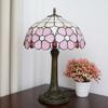 Modern Pink Cherry Blossom Table Lamp 12-Inch Color Glass Shade Artistic Lamp for Living Dining Room Bedroom Nightstand Decor