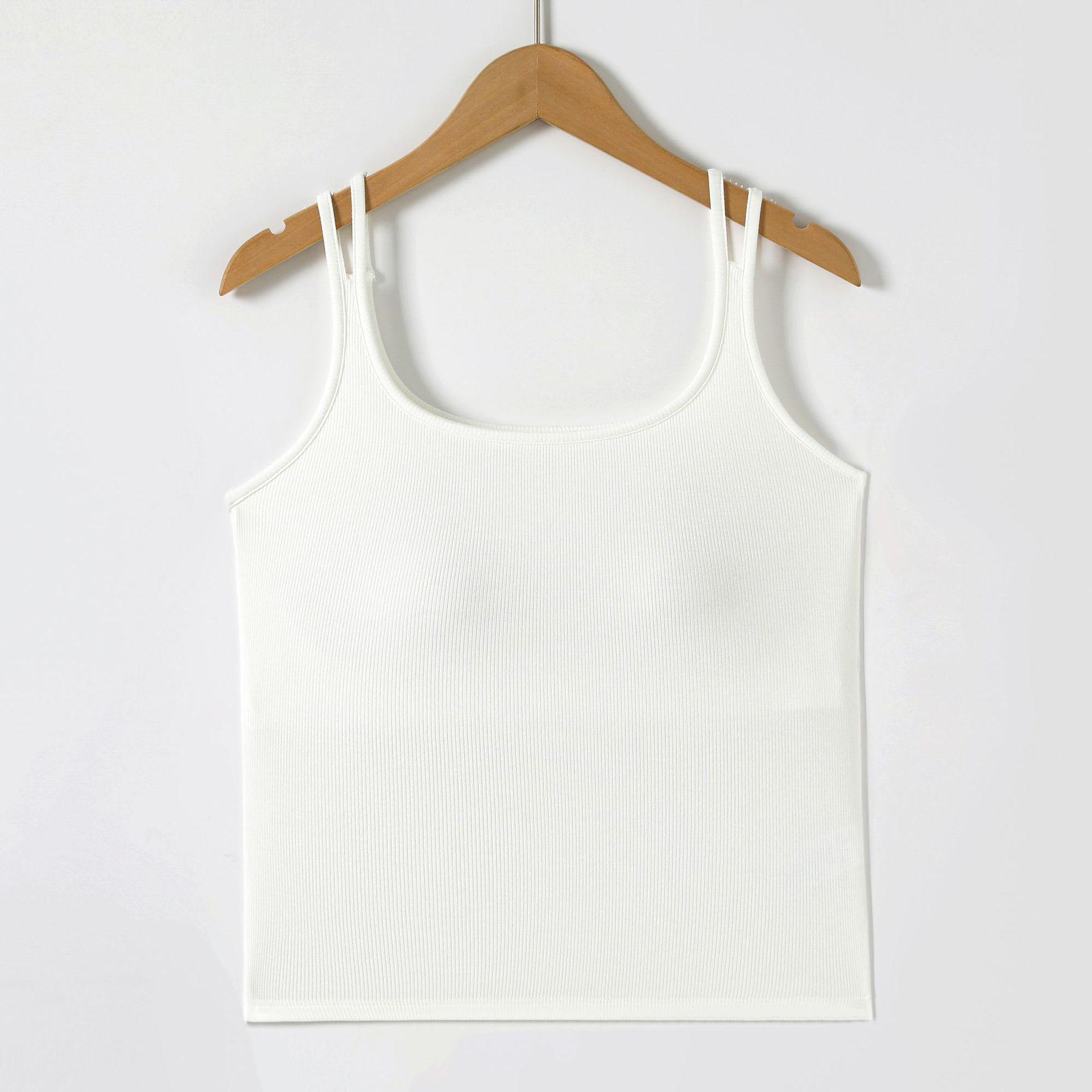 

Women s White Seamless Backless Camisole with Built-in Bra Pads - Summer Base Layer Top Medium белый